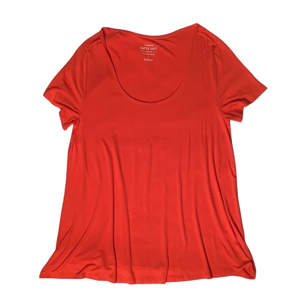 Torrid Super Soft Knits orange Scoop‎ Neck Short Sleeve Tee Shirt Plus Size 2 2X